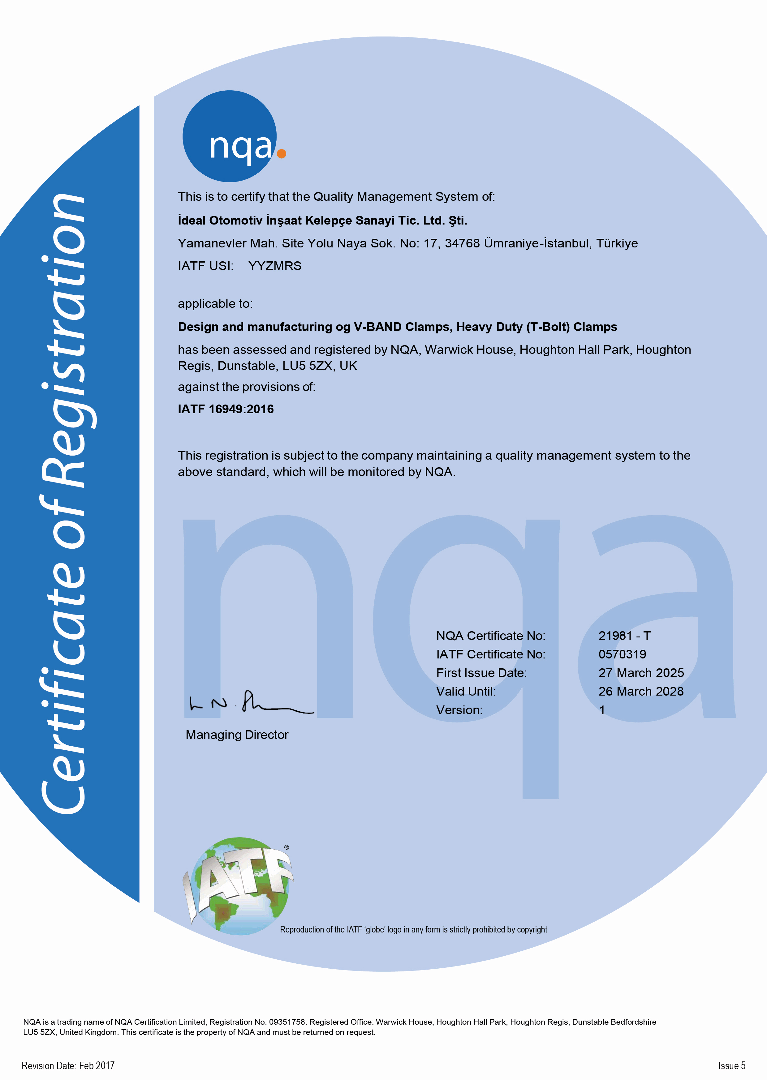 Our Quality, Environment, Ohs Policy and the Certificates