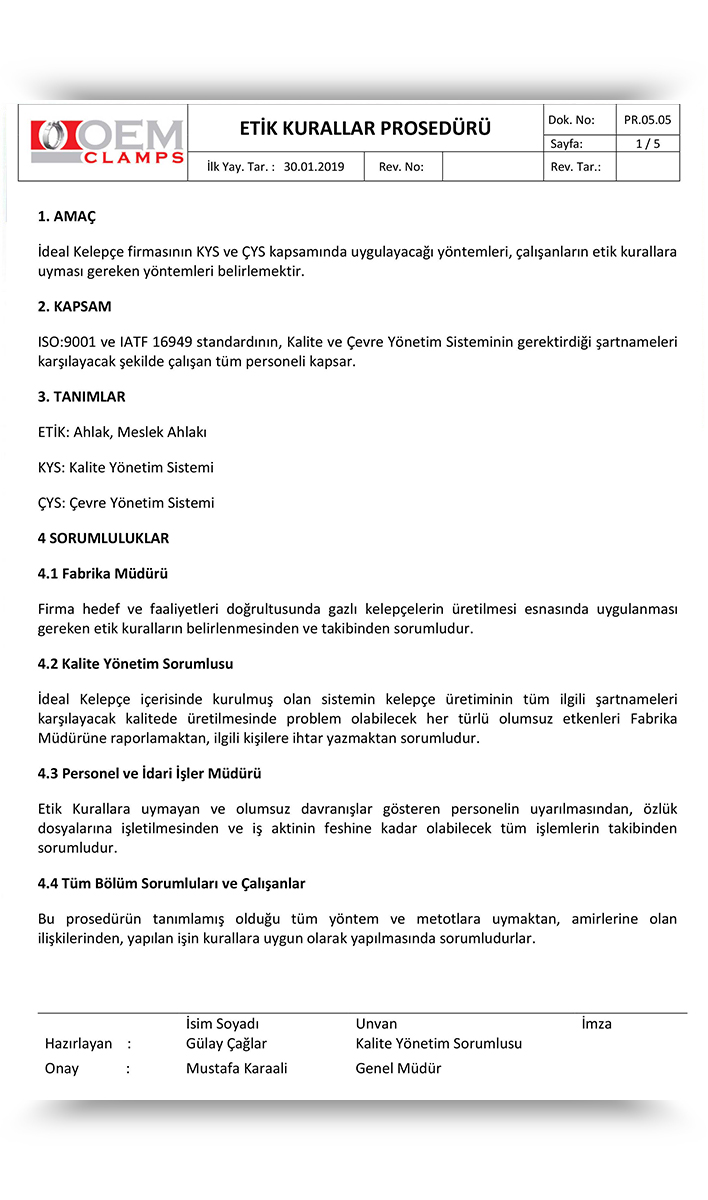 Our Quality, Environment, Ohs Policy and the Certificates
